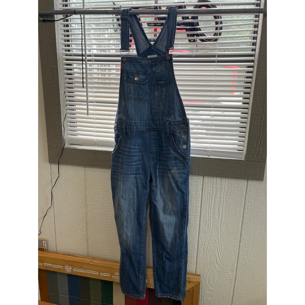 HIDDEN Women's‎ Denim Overalls Blue Distressed Straight Leg Size Small